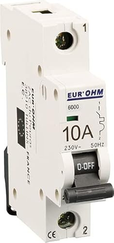 EUR'OHM Disjoncteur unipolaire courbe C connexion vis haut/bas 10A 6kA - Matériel électrique