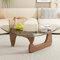 LOGAUT Table Basse Triangulaire en Verre, Table Basse Moderne, Base en Bois Massif et Plateau en Verre Transparent Triangle Table D'appoint Moderne pour Salon, Patio, Étude