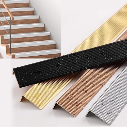 LIYI929GP Garden Stair Edge Protector, 90cm Non-Slip Stair Nosing Metal Strip, Corner 90 Degree Angle Trim Flooring Trim, Stair Nose Edge Trim Threshold Strip, Aluminium Angle, Durable Waterproof