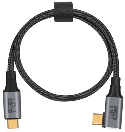 Maxhood Short USB C Right Angle Cable, Type C to Type C, 100W Fast Charge, 40gbps Thunderbolt 4, 8K@60Hz for iPhone, MacBook