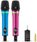Bietrun Rechargeable Wireless Microphone, Dual Metal Cordless Handheld Dynamic Wireless Mics with Bluetooth, UHF 240FT Range, for 1/4'',1/8''Output,PA system,Dj,Mixer,Church(Blue＆Pink)