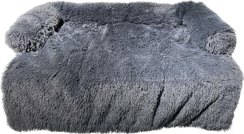 Feandrea FluffyHug Hundebett Plüsch, Hundedecke Sofa, Sofaschutz Hund, Hundekissen, Größe XXL, für große Hunde, 122 x 95 x 18 cm, dunkelgrau PGW224G02