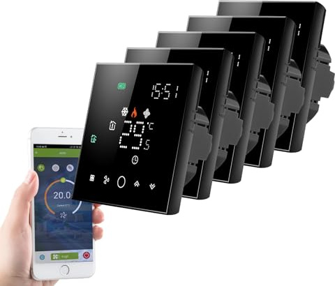 Qiumi Aire Acondicionado termostato WiFi, con 2 Tubos, Control Remoto, Control de Voz, 95 a 240v AC