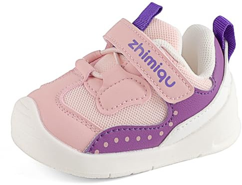 LACOFIA Chaussures Premier Pas Bébé Baskets Bébé Filles de Marche avec Semelle Antidérapante en Caoutchouc Rose 22 EU(Étiquette 20)