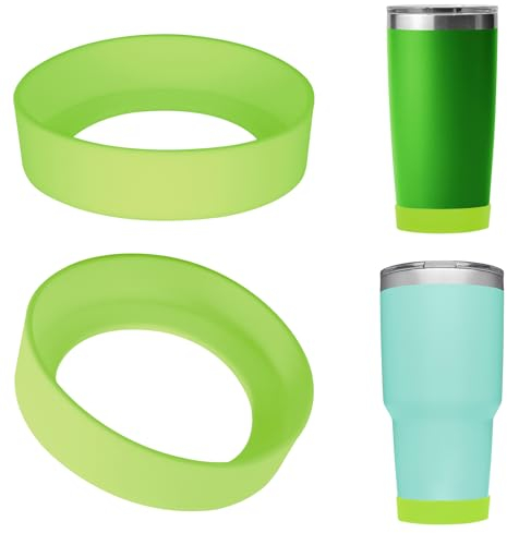 Linkidea Water Bottle Boot Compatible with YETI Rambler Tumbler 20oz/30oz, Travel Mug 20oz/30oz, Straw Cup 26oz, Silicone Bottle Bottom Bumper Protector (Blueish Green / 2 Pack)