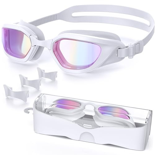 Vegemono Swim Goggles, Unisex Adult Swimming Goggles Anti Fog Anti UV No Leakage Wide View for Men Women Youth