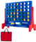 GYMAX Giant Four in a Row, Wall Mounted 4 to Score Jumbo Game Age 3+ with Carrying Bag & 42 Chesses, Indoor Outdoor Connect 4 Family Games for Kids Adults (Red+Blue)