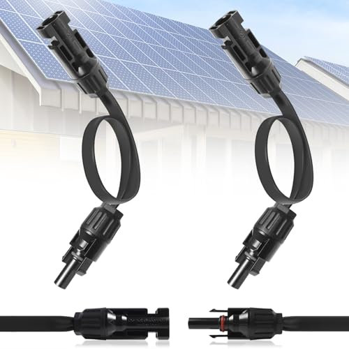 Cable solar de 6 mm², 2 unidades alargador de cable solar de 30 cm, conector solar para ventana, cable de cobre estañado, IP67 fotovoltaico, cable de pv