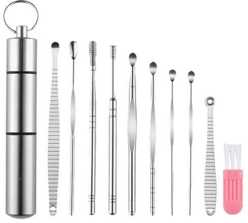 11Stück Ohrenreiniger Edelstahl Set, Ohrenschmalz Entferner Werkzeug Wiederverwendbare Ohrenreiniger, Ohrenschmalz Entferner Für Kinder Erwachsene, Langlebig Und Nicht Anfällig Für