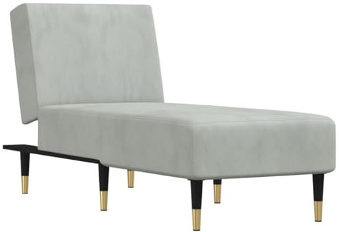 Kangmusi Chaiselongue Hellgrau Samt, Grau 352802