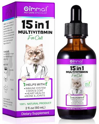 60ML 15 in 1 Multivitamin für Cat, Vitaminpräparat für Cat, Reich an Vitaminen, Nahrungsergänzungen Vitamine Unterstützung für Gelenke, Immunsystem, Haut (60ml)