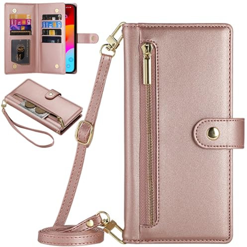 BAILI Zipper Wallet Handytasche für iPhone 16 PRO, 9 Kartenfächer, Geldtasche mit Reißverschluss für iPhone 16 PRO-09