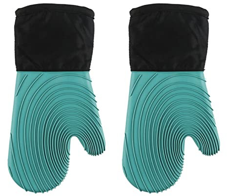 Guanti da Forno Resistente al Calore 250 Forno for Forno Impermeabile in Silicone ad Alta Temperatura Resistente al Forno a microonde Guanti Barbecue Guanti da Forno Professionale(2Pcs Green)