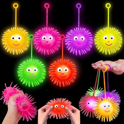 24 PCS Light Up Balls Party Favors for Kids 4-8 8-12 Sensory Squeeze Toys Bulk LED Puffer Balls Classroom Prizes Goodie Bags Stuffers Pinata Fillers Birthday End of Year Student Return Gifts