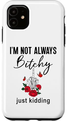 iPhone 11 Bitchy Signs,Middle Finger Skeleton Hand Flipping the Bird Case