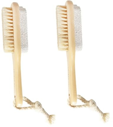 WOONEKY 2stücke Doppelseitiger Fußraspel Mit Schweineborsten Natürlicher Hornhautentferner Und Bimsstein Für Effektive Hornhaut Abgestorbene Hautzellenentfernung Fußpflege Für Frauen Und m