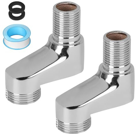 LALAGO 2 Stück S-Anschluss G1/2 bis G3/4, Hahnverlängerung Verstellbarer Bereich 75-225mm, Duscharmaturen Adapter Massives Messing für Clawfoot-Wandarmaturen Badewannen Badezimmer Zubehör Zuhause