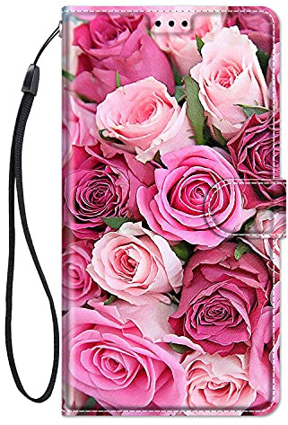 ChoosEU Case for Samsung Galaxy A17 / A26 5G / 4G Wallet Case Leather Case with Card Slot Holder Flip Cover Design Cute Pattern for Girl Women Men Shockproof Phone Case Flip Case - Pink Rose