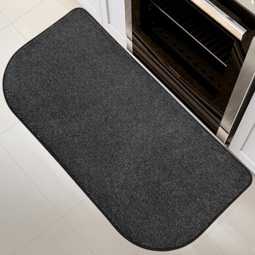 DOMUSTEX Waschbar Teppich Läufer 60x120cm Halbrund, küchenläufer, Schmutzfangmatte Innen, rutschfeste Badteppich für Küche, Badezimmer and Schlafzimmer