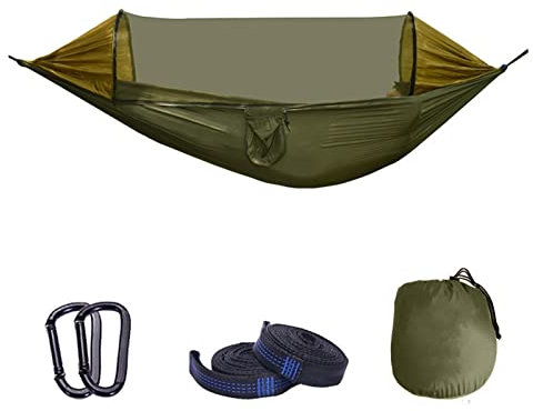 Hamac d'extérieur double avec moustiquaire et sangles d'arbre léger pour 2 personnes