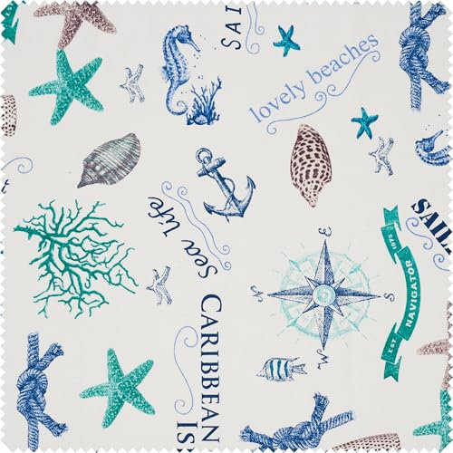 VBS Marktplatz Motiv-Stoff Leinenoptik Sealife 140 cm breit Meterware Frühjahrsmotiv Dekostoff Scrapbooking Basteln