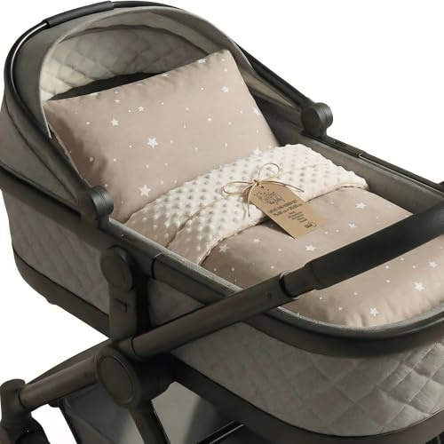 Babydecke Kuscheldecke Baby Decke Winterdecke mit Plüschstoff 75x60 cm + Kissen 35x30 cm - Kinderdecke Blanket Babydecken Kinderwagendecke und Erstausstattung für Neugeborene und Kinder Oeko-Tex