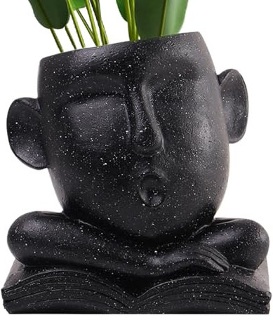 Pflanzgefäß mit Gesicht, kreativer Übertopf aus Kunstharz, dekorativer Kaktus für den Innenbereich, Vintage-Porträt, Skulptur, kreative Sukkulentententöpfe, Heimdekoration für Garten, Fensterbank