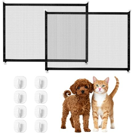 2 griglie di intercettazione per cani e gatti, griglia di protezione per scale senza foratura, griglia di protezione per porte senza foratura, griglia di protezione per cani di piccola taglia, casa e