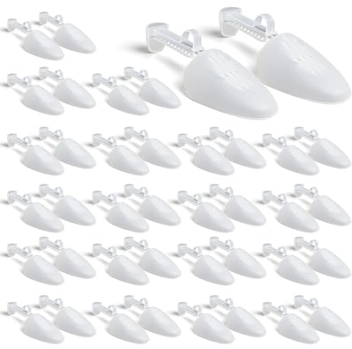 Kaxtde 20 Pairs Plastic Shoe Trees Bulk, Adjustable Shoe Stretchers for Men Women, Portable Shoe Shaper Tree for Adults Leather Sneakers Boots Trainer Heels Beans