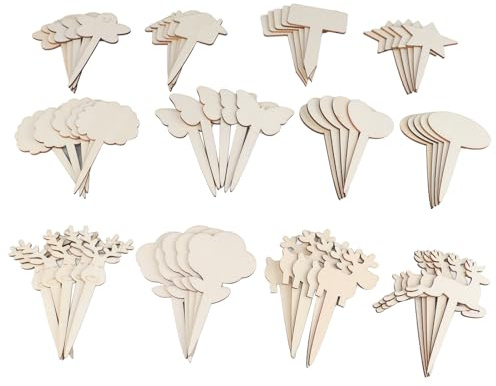 Holzpflanzenbezeichnungen 60pcs Praktische multifunktionale Gartenkernentopf | Holz doppelseitige Gartenmarkierungen für Obstbäume Blumen Pflanzen Gemüse | Synthetisches