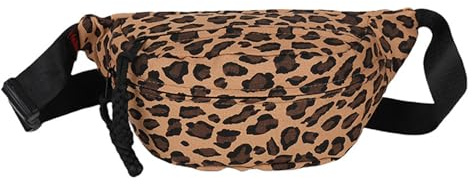 Bauchtasche Leopardenmuster | Bauchtasche Leo Print | Brusttasche Bum Bags aus Leopardenmuste | Waist Fanny Pack für Laufen Radfahren Camping Reise (Khaki)
