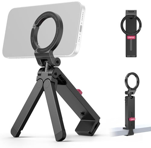 ULANZI MA88 Magnetische Handy-Stativ, Stärkster Magnet-Handyhalterung, 360° Drehbar, Mini Selfie Stick Kompatibel mit iPhone 17 16 15 14 13 12 Magsafe, Karabiner Förmige Maglock Tragbares Tripod