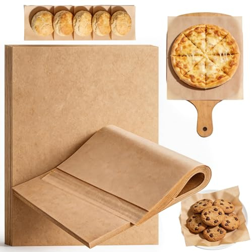 50 Stück Pergamentpapier Blätter,Ungebleichtes Backpapier,Vorgeschnittene Antihaft-Pergamentblätter,zum Backen,Kochen,Grillen,Frittieren,Dämpfen und für die Heißluftfritteuse (23 x 33 cm)