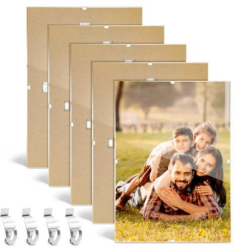 Okoss Rahmenloser Bilderrahmen A4 5 Stück (21x29,7 cm), Moderner Cliprahmen für Fotos, Poster & Zertifikate, Schlichtes Design für Galerie & Büro (5)