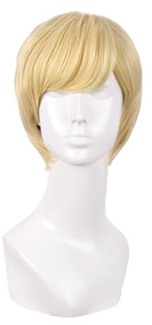 MapofBeauty 25 cm Side Pony Kurze Lockige Cosplay Perücke, Gemischt Goldene | 10 Zoll Perücke
