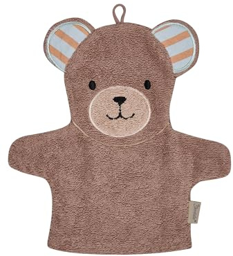 Sterntaler Waschhandschuh Bär Bo, Baby-Waschhandschuh, saugfähige Baumwolle, zum Reingreifen, weich und pflegeleicht, 23×23×0,5 cm, hellbraun
