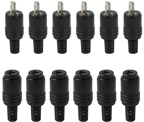 12 Pièces Connecteurs DIN 2 Broches, Connecteur Haut Parleur DIN, Fiches Mâles et Femelles avec Bornes à Vis, Adaptateur Audio pour Système HiFi, Amplificateur, Haut Parleurs, Connexion Stable Fiable
