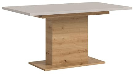 xonox.home – Esstisch Motion 150-190x76x90 cm in Kaschmir und Artisan Nachbildung – Ausziehbarer Tisch mit Säulengestell – zeitlos & schick – das funktionale Highlight für Ihre Moderne Wohnung