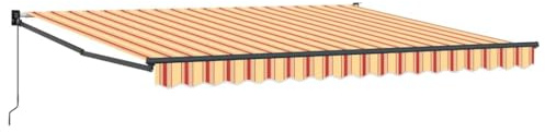 hliofuir Toldo de brazo articulado extensible 400 x 300 cm, toldo de manivela con manivela para terraza, jardín, protección solar, amarillo, naranja, poliéster, marco de aluminio, acero pulverizado