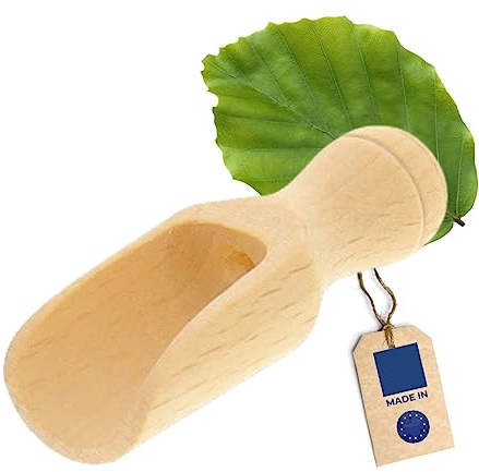 Hofmeister Holzwaren Dosier-Schaufel aus Holz, 7,5 cm, Mess-Löffel für Gewürze, Tee, Kaffee & Getreide, sicheres Dosieren, Abwiegen, Befüllen in Vorratsbehältern, Teedosen & Einmachgläsern