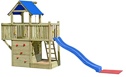 Gartenpirat Spielturm Galeone mit Rutsche und Kletterwand, Spielhaus, Sandkasten, TÜV