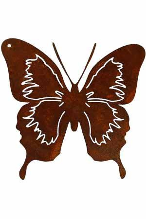 Rostikal | Rost Metalldeko Schmetterling | Gartenstecker Falter in Edelrost | 12 x 12 cm auf 40 cm Stab