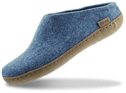 GLERUPS Slip On Hausschuhe Damen und Herren | Unisex Slipper aus Wolle mit Ledersohle