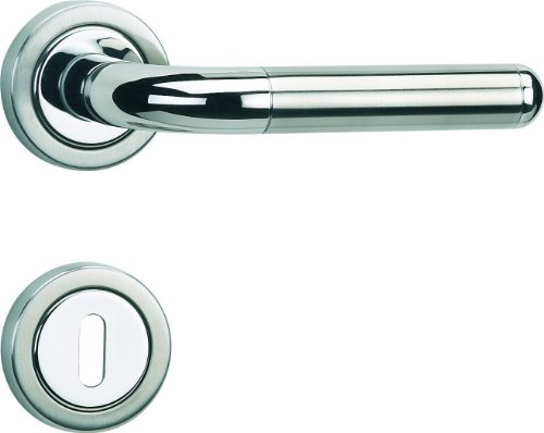 ZT - Drückergarnitur Hermat CLUB 1110 ER mit Rosetten 2031 BB Oberfläche 63 Edelstahl poliert/Edelstahl matt