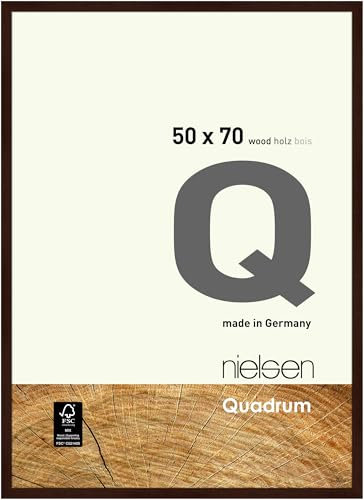 nielsen Bilderrahmen, 50 x 70 cm, Holz, Wengé, Posterrahmen zum Aufhängen im Hoch- & Querformat, Echtglas, Quadrum