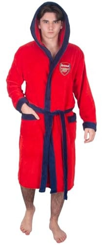 Arsenal FC - Herren Fleece-Bademantel mit Kapuze - offizielles Merchandise - ideales Geschenk für Fußballfans - Rot - L