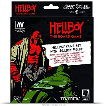 Vallejo VAL70187 Board Game, Farbsetmit AV Model Color Hellboy (8 Paints & Figure), Various, 9 Piece Set