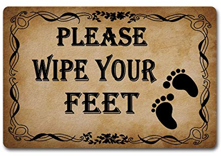 dutis Please Wipe Your Feet Inside/Outside Door Mats Funny Doormats Anti-Slip Rubber Mat 23.6X15.7 Multicolor