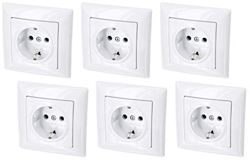 HAVA G1 6er Pack, Unterputz Steckdose, Schuko, ABS, Weiß
