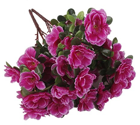 Tenlacum Künstliche Azalee Seide Blumen Blumen Haus Hochzeit Party Tischdekoration (2 Strauß) (lila)